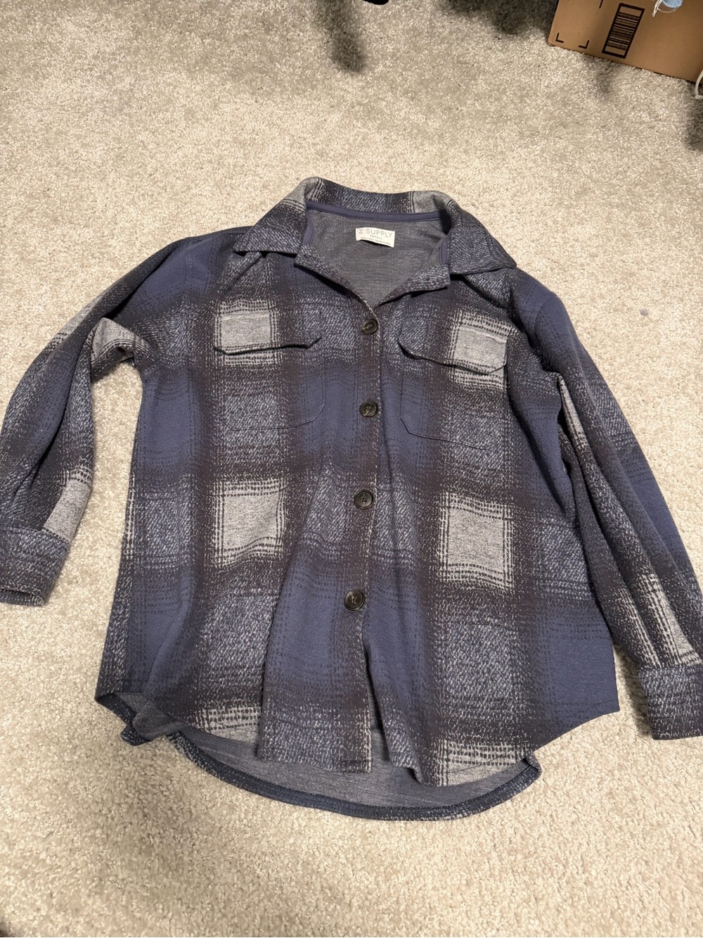 Z Supply Navy Textured Shirt Jacket